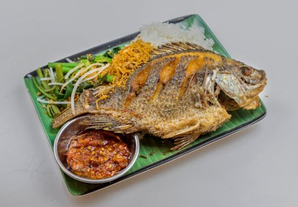 menggoreng ikan kering